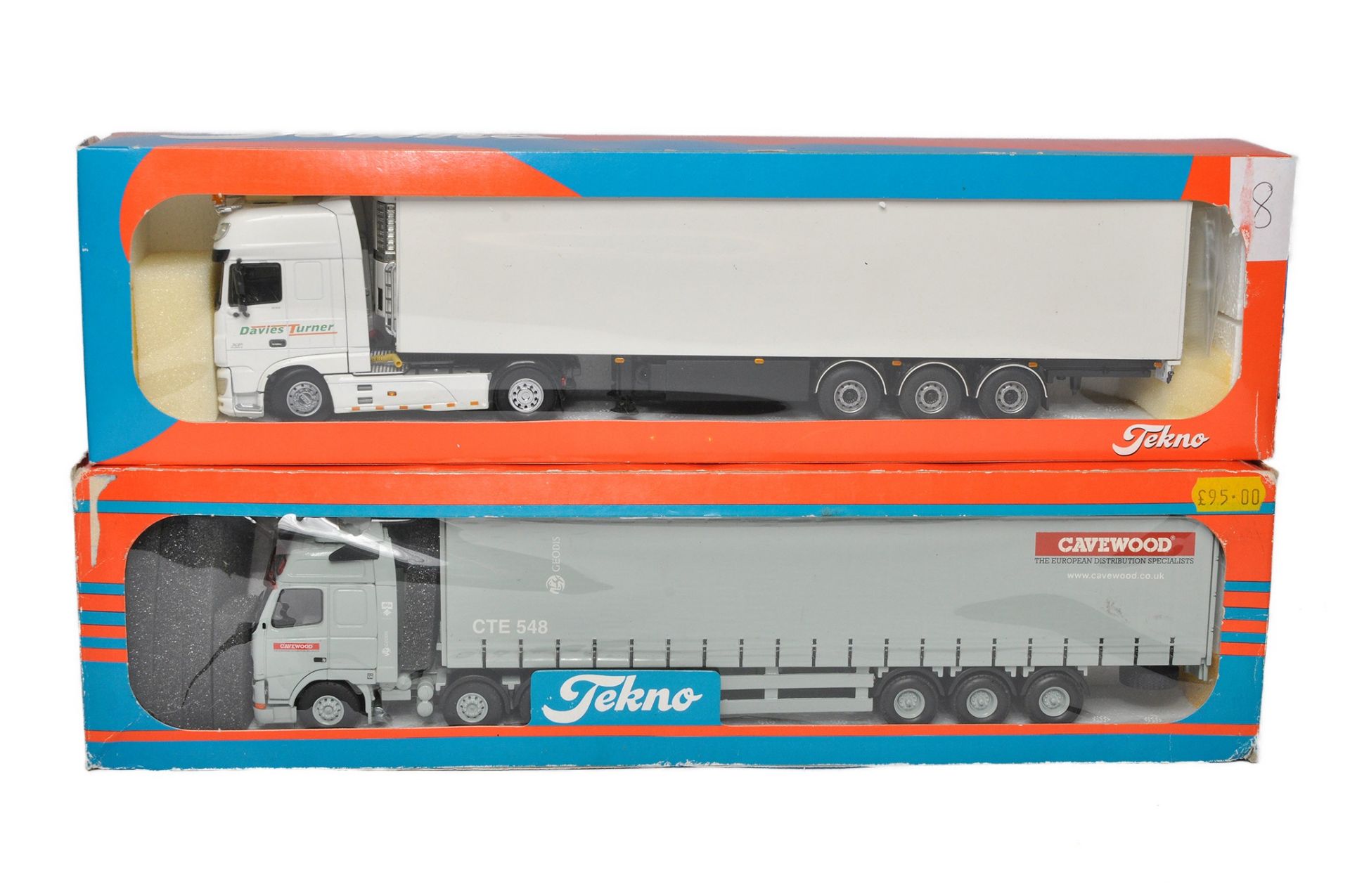 Tekno or similar 1/50 diecast model truck issues as shown. Davies turner Scania in wrong box,