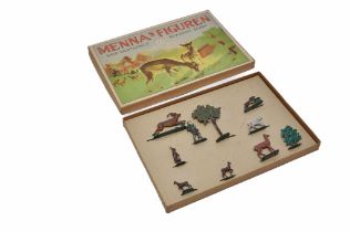 Menna (BBK) Munich metal (flat) figures comprising forestry nature scene. Scarce set from early