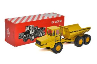 NZG 1/50 diecast model construction issue comprising No.301 O&K D23.2 Articulated Truck. Generally