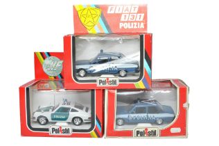 A trio of Polistil 1/25 Police cars. All look to be excellent in good to very good boxes.