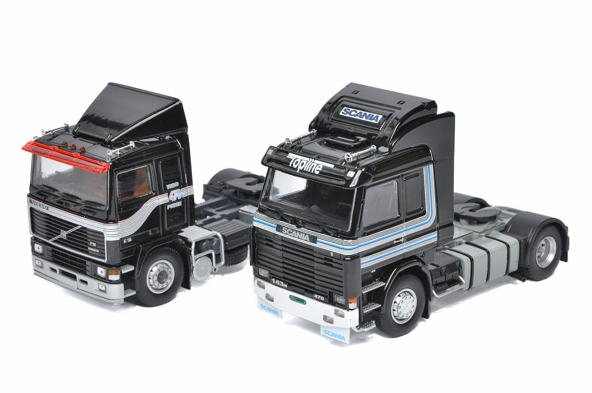 Tekno 1/50 diecast model truck issues comprising Scania and Volvo as shown. Excellent in boxes.