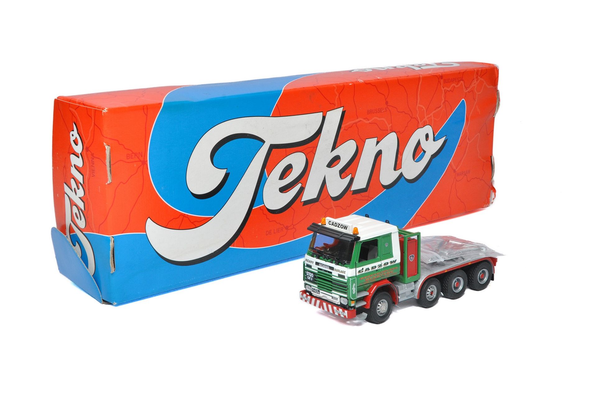 Tekno 1/50 diecast model truck issue comprising Scania 143E in the livery of Cadzow. Looks to be