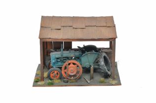 Custom 1/43 farm model diorama scene comprising Fordson Major Tractor.