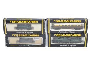 N Gauge Model Railway comprising four older issue Graham Farish Locomotives as shown. Look to be