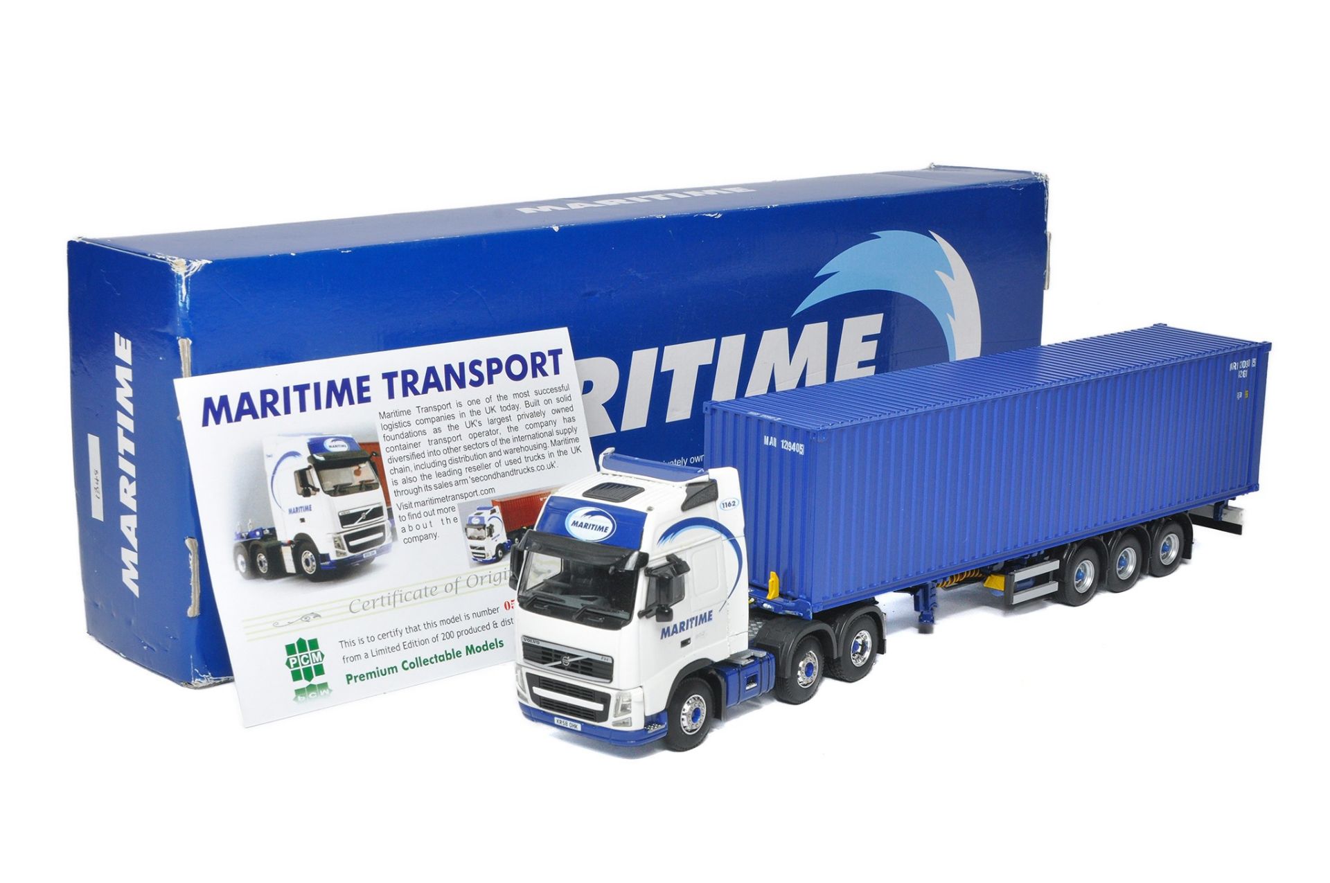 Tekno 1/50 diecast model truck issue comprising Volvo Container Trailer in the livery of Maritime