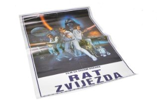 Star Wars, original 1977 film / movie poster. Yugoslavia. 19 x 27". Age related wear, including