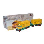 Tekno 1/50 diecast model truck issue comprising Mack Drawbar Container Trailer in the livery of