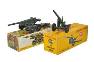 Dinky No. 692 5.5 Medium Gun plus French Dinky No. 802 Canon de 155. Both generally very good to