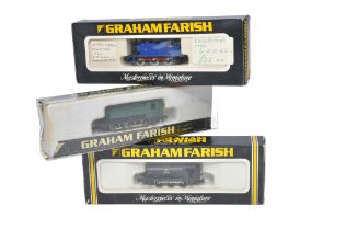 N Gauge Model Railway comprising Graham Farish trio as shown. Boxes with wear. One is incorrect