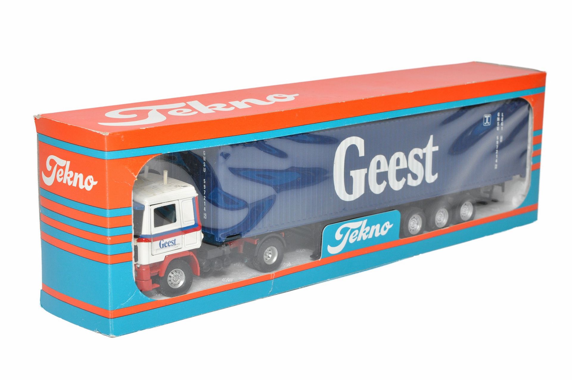 Tekno 1/50 diecast model truck issue comprising Volvo Container Trailer in the livery of Geest.