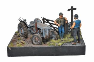 Custom Farm Model Scenic diorama comprising weathered Ferguson Tractor and figures as shown.
