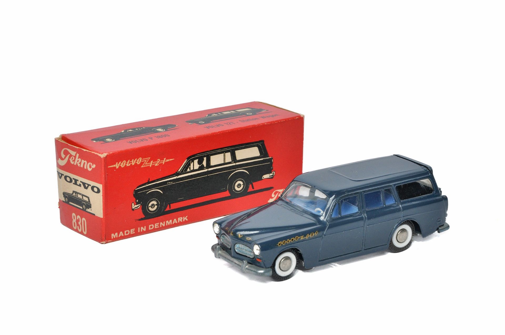 Tekno No. 830 Volvo 121 Estate car. Dark blue with blue interior. Generally excellent with very