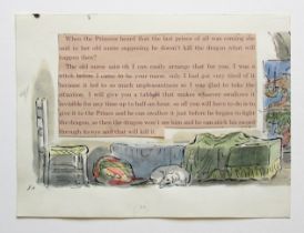 EDWARD ARDIZZONE [1900-1979] The Dragon, 1965. Ink and watercolour with pasted text box on wove