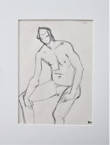 KEITH VAUGHAN [1912-77]. Seated Man [Thai], 1964. pencil on paper. studio stamp signature and