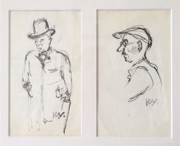 KEITH VAUGHAN [1912-77]. Figure Studies x 2, c.1942. ink on paper; studio stamp signatures on