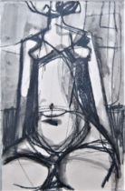 HENRY CLIFFE [1919-83]. Study for a Young Woman, c.1951. charcoal and watercolour on paper. 28 x