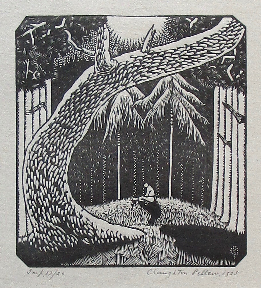 CLAUGHTON PELLEW [1890-1966] At the Edge of the Wood, 1925. Wood engraving on thin laid paper,