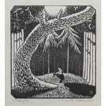 CLAUGHTON PELLEW [1890-1966] At the Edge of the Wood, 1925. Wood engraving on thin laid paper,