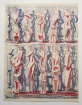 HENRY MOORE OM [1898-1986] Red and Blue Standing Figures, 1951 [Cramer 36]. Lithograph on cream wove