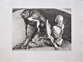 MICHAEL AYRTON [1921-75]. Minotaur Rising, 1971. etching, edition of 75, 71/75. signed in pencil.