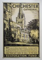 DAVID WILLIAM BURLEY [1901-1990] Chichester Cathedral, 1947. Lithographic poster on wove paper,