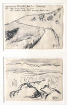 KEITH VAUGHAN [1912-77]. Wartime Landscapes x 2, 1941-2. ink and wash on paper; studio stamp