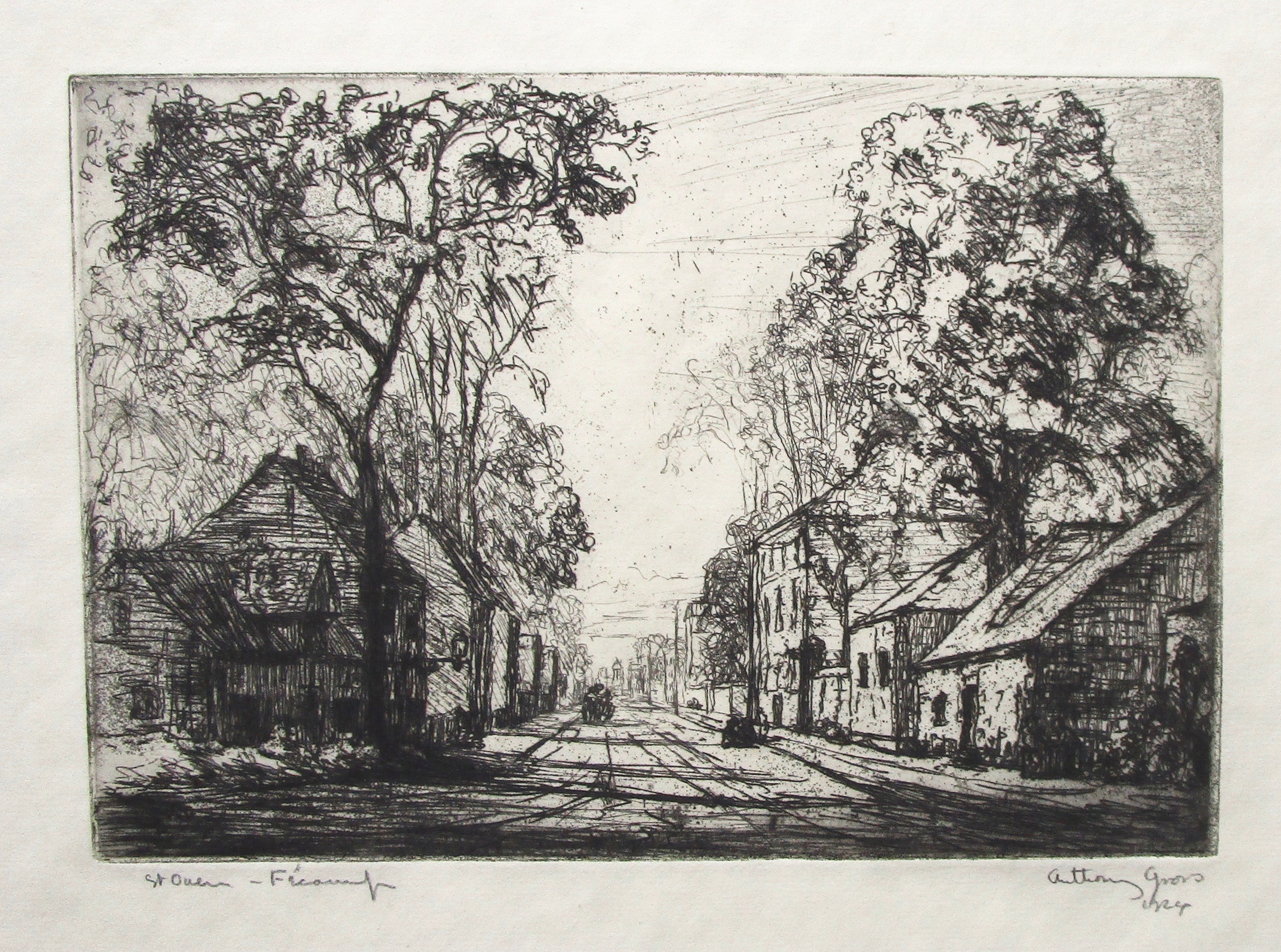 ANTHONY GROSS [1905-1984]. St Ouen, Fécamp, 1924 [Herdman 2306]. Drypoint etching on cream laid