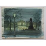 DORIS ZINKEISEN [1897-1991] Statue at Dusk, c.1950. Watercolour on Suanders water colour board,