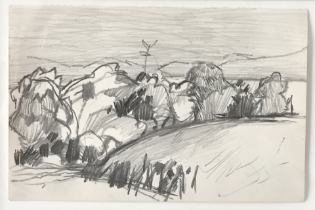 KEITH VAUGHAN [1912-77]. Landscape View, 1951. pencil on paper; studio stamp signature on