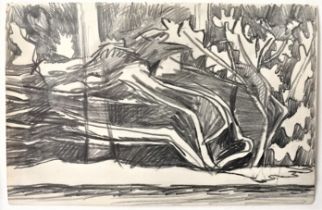 KEITH VAUGHAN [1912-77]. Foliage by a Path, 1950. pencil on paper; studio stamp signature on