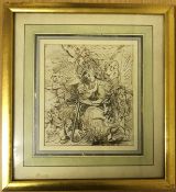 ATTRIBUTED TO SAMUEL SHELLEY "Saint Philomena surrounded by cherubs", pen and ink, unsigned,