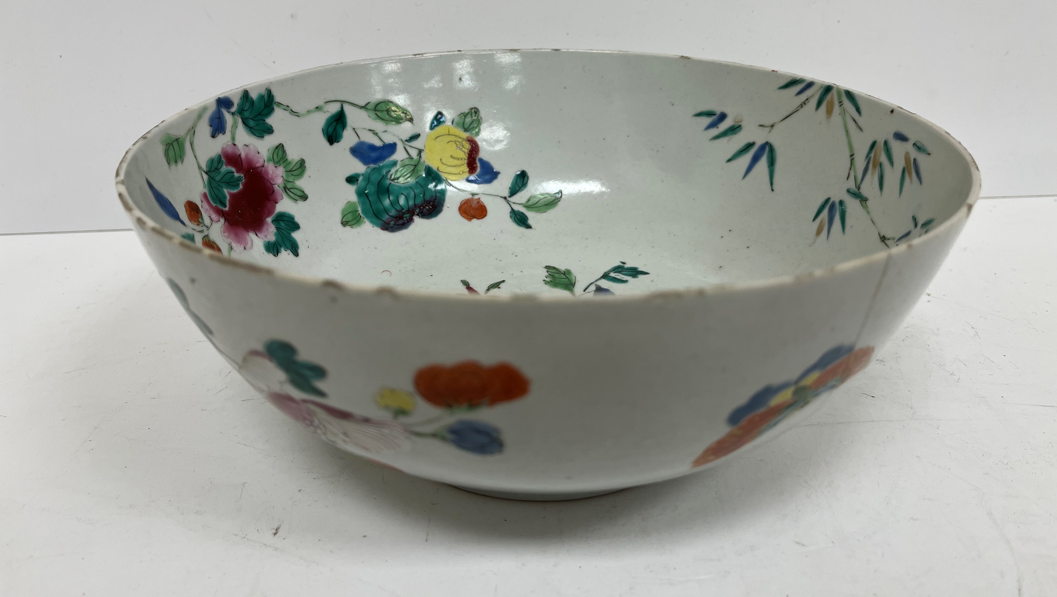 A 19th Century Chinese famille rose fruit bowl with all over floral decoration raised on a circular - Image 2 of 7