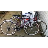 A Concept Key West 15 speed grip shift bicycle together with a Raleigh Pioneer Classic 5 speed