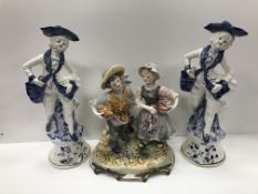 Two boxes of assorted figurines to include Capodimonte,