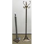 An Art Deco style faux shagreen veneered standard lamp on a stepped square base with telescopic