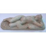 A 19th Century Continental marble figure depicting a sleeping baccante 29 cm wide x approx.