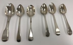A collection of four Georgian "Old English" pattern dessert spoons (various dates and makers),