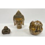 A modern bronze four faces of the Buddha paperweight,