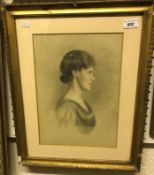 CIRCA 1900 ENGLISH SCHOOL "Young lady in black dress", portrait study, head and shoulders,