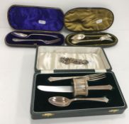 A cased Christening set comprising knife, fork and spoon by Elkington & Co,