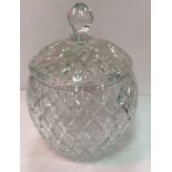 A Waterford pineapple cut glass punch bowl and cover 31 cm high