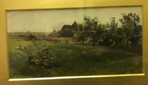 CHARLES JAMES LEWIS (1831-1892) "Farm scene with plough" oil on board,