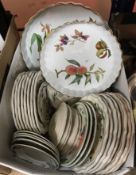 A box of various dinner wares including Gien "Oiseaux de Paradis", fifteen various plates,