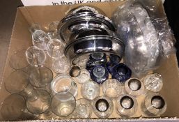 Two boxes of assorted glassware to include Michaelangelo glasses,