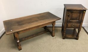 A modern oak coffee table in the 17th Century manner,