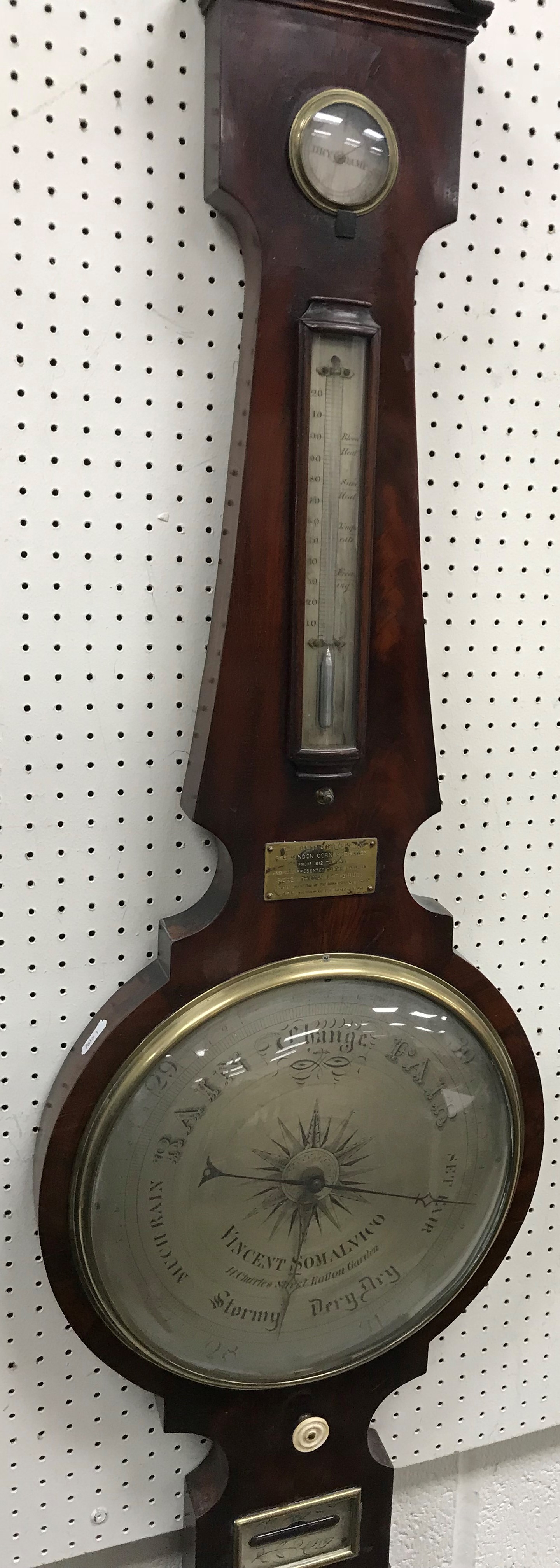 A 19th Century mahogany cased banjo barometer thermometer of large proportions by Vincent Somalvico,