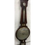 A 19th Century mahogany cased banjo barometer thermometer of large proportions by Vincent Somalvico,