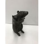 A Japanese bronze figure of a rat,