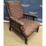 A Victorian mahogany framed upholstered armchair,