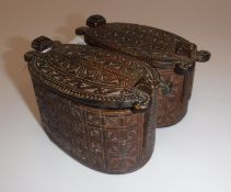 A circa 1800 Norwegian carved treen ware tine or box,